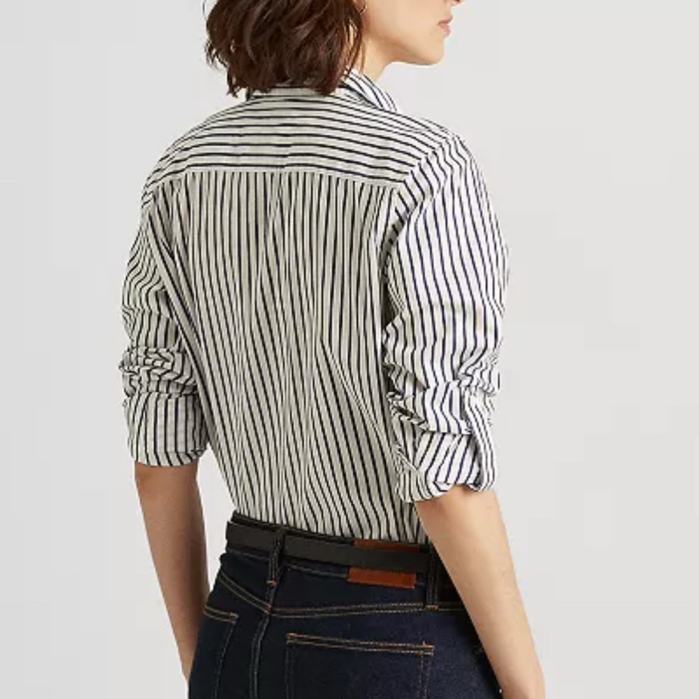 Ralph Lauren Blue and White Striped Button Down Shirt - Picture 2 of 9